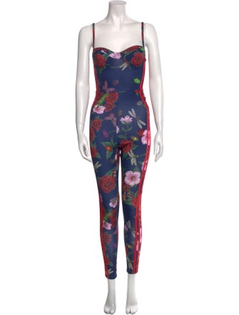 Rita Ora x adidas Floral Print Square Neckline Jumpsuit
