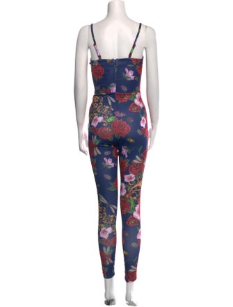 Rita Ora x adidas Floral Print Square Neckline Jumpsuit