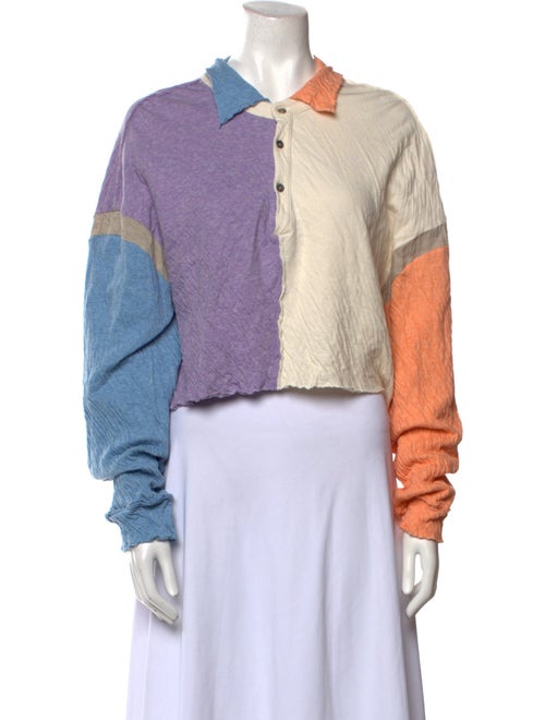 Atelier Delphine Colorblock Pattern Mock Neck Sweatshirt