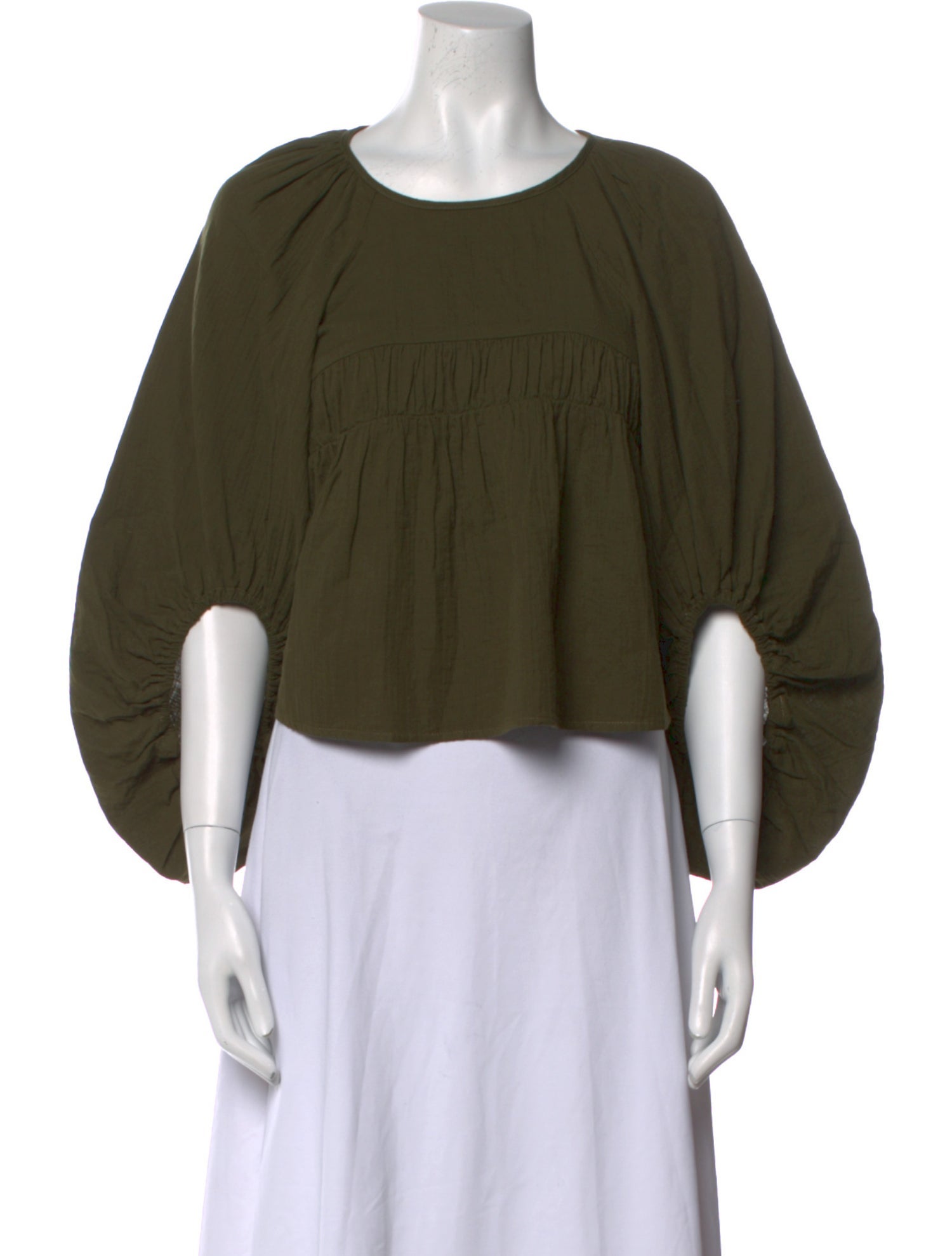 Atelier Delphine Scoop Neck Three-Quarter Sleeve Crop Top