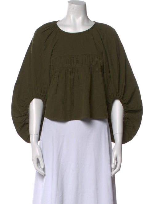 Atelier Delphine Scoop Neck Three-Quarter Sleeve Crop Top