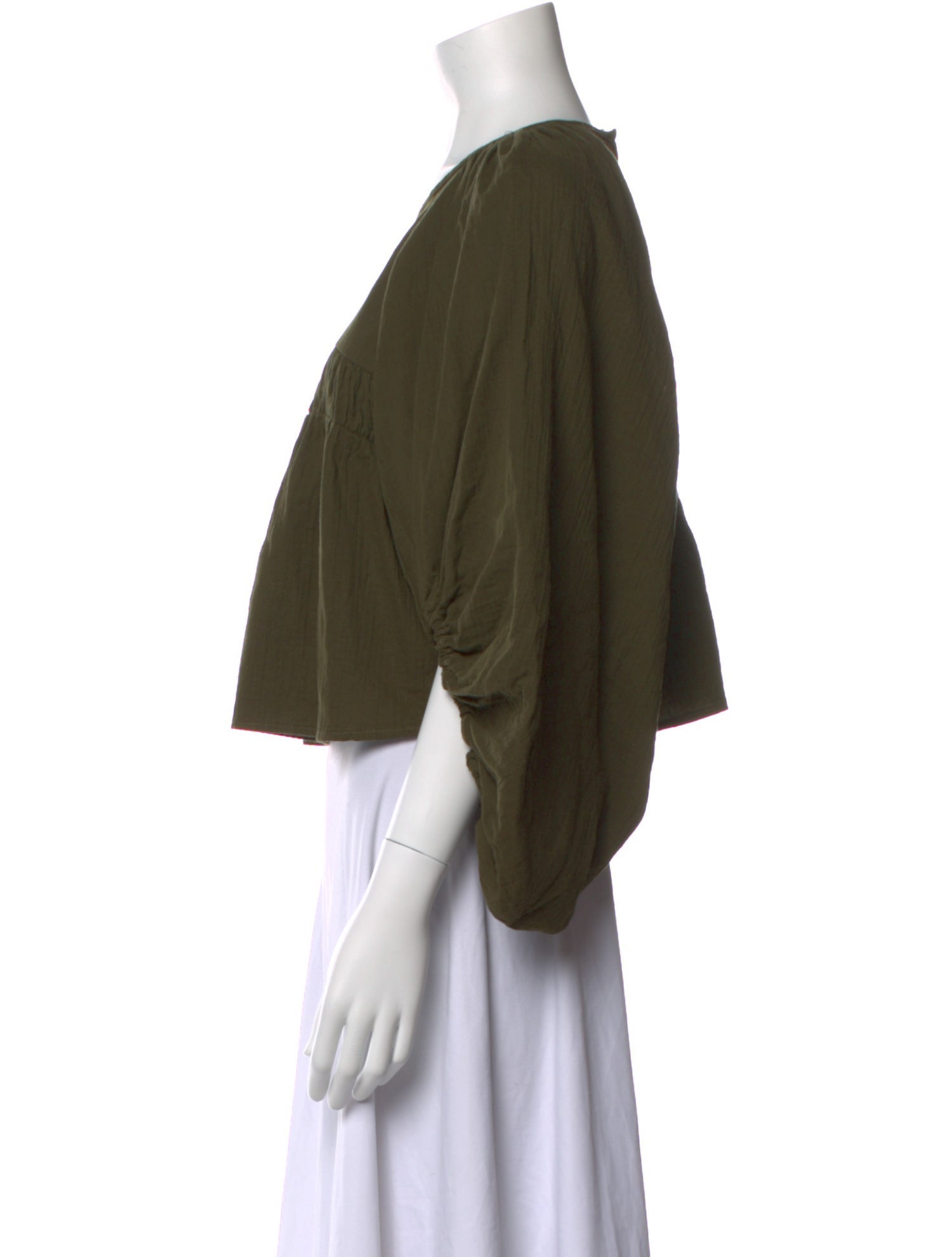 Atelier Delphine Scoop Neck Three-Quarter Sleeve Crop Top