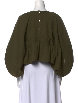 Atelier Delphine Scoop Neck Three-Quarter Sleeve Crop Top