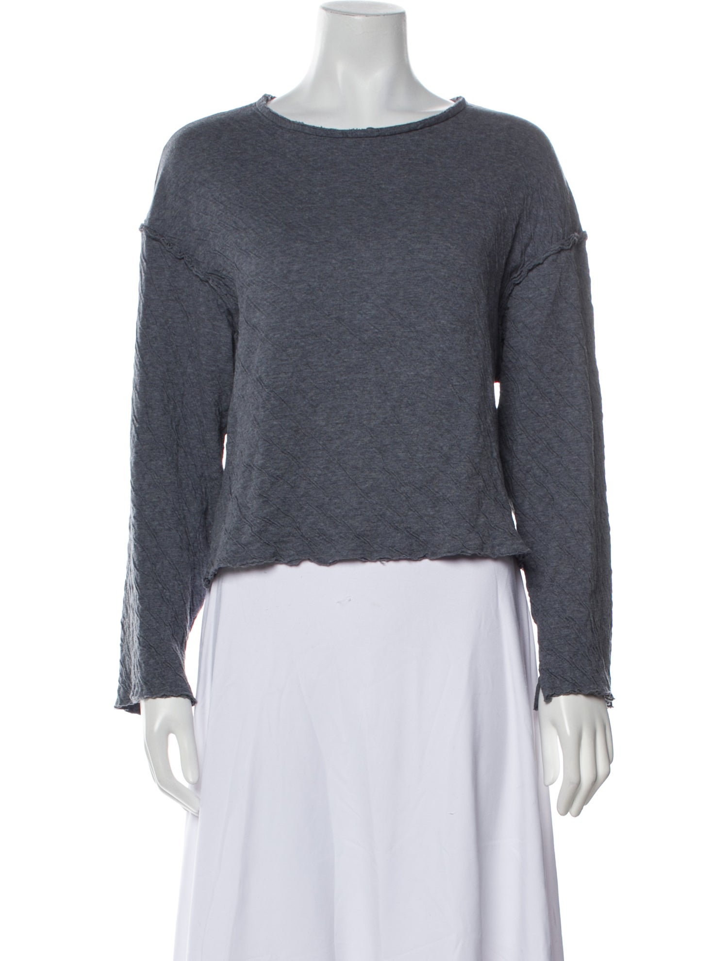 Atelier Delphine Bateau Neckline Long Sleeve Crop Top