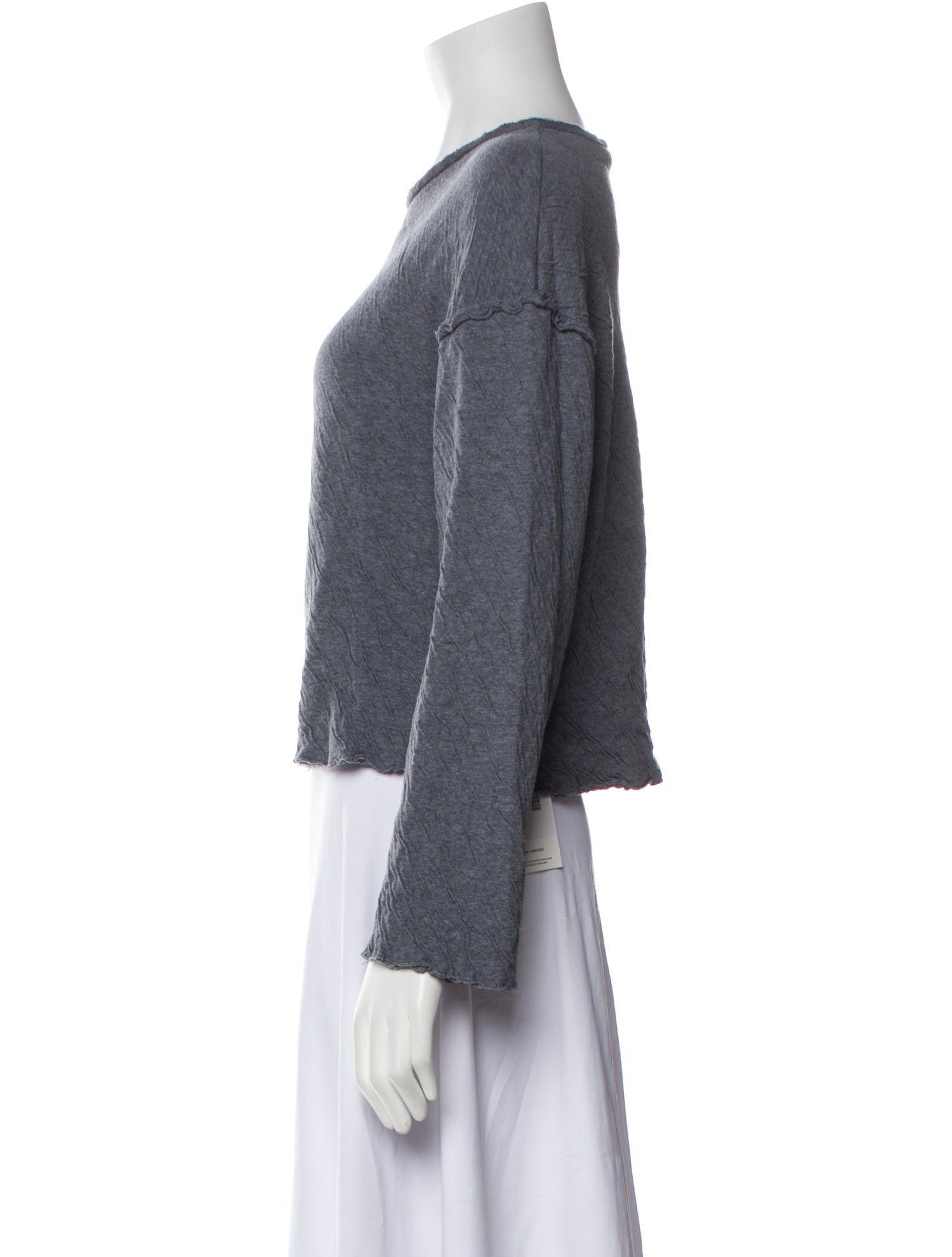 Atelier Delphine Bateau Neckline Long Sleeve Crop Top