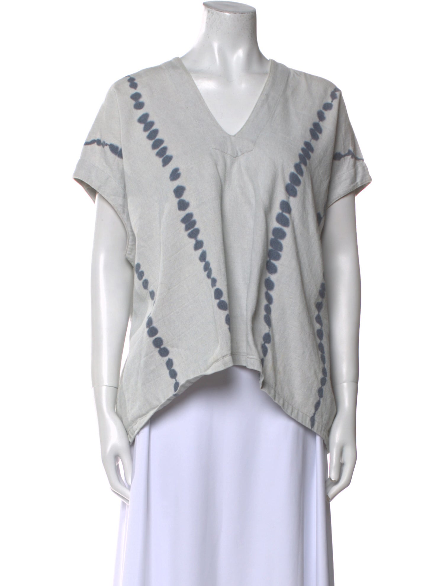 Atelier Delphine Tie-Dye Print V-Neck T-Shirt