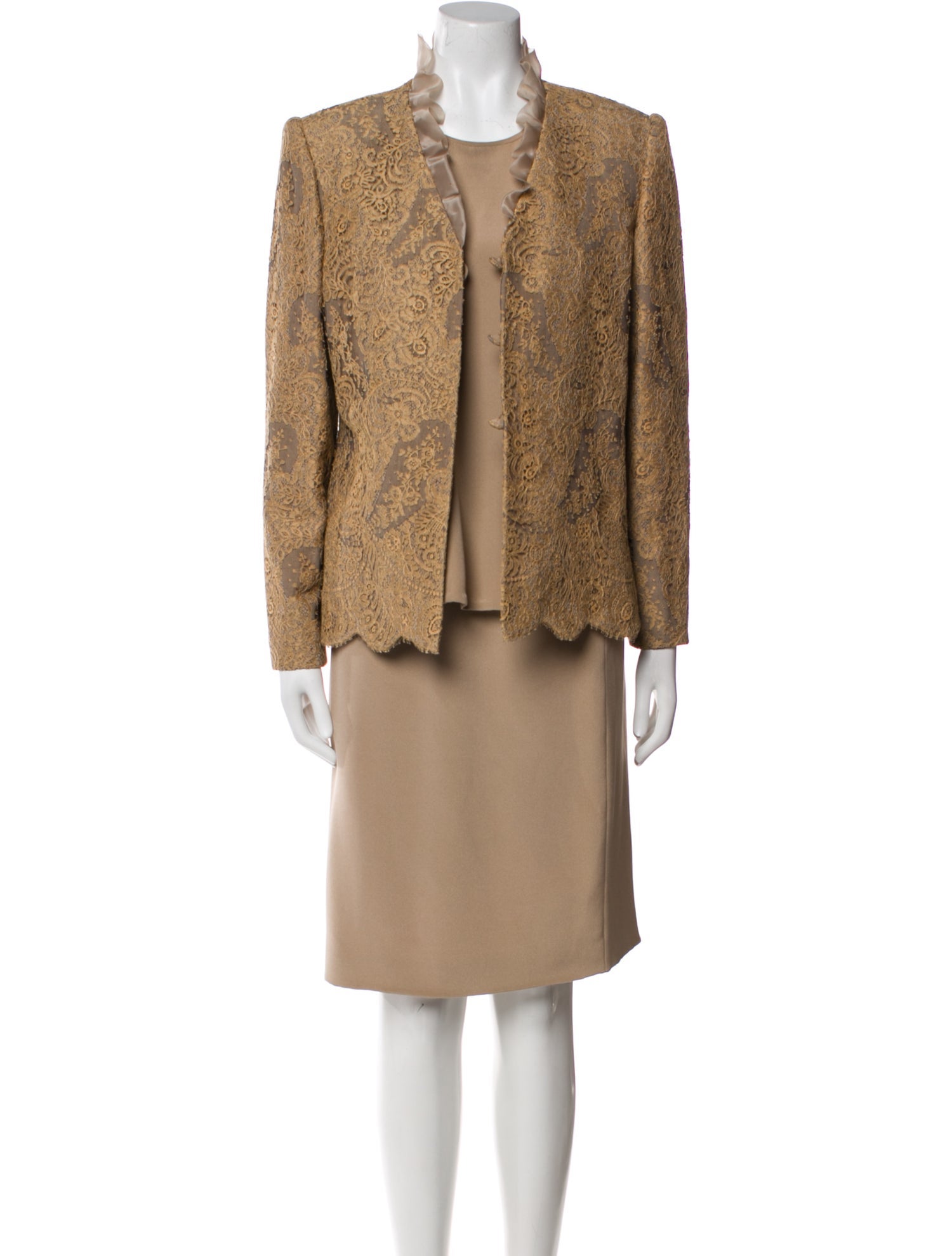 André Laug Vintage Lace Trim Embellishment Skirt Set