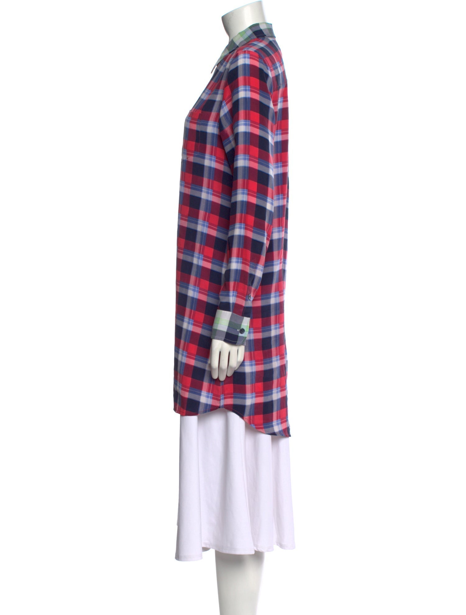Aequamente Silk Plaid Print Tunic