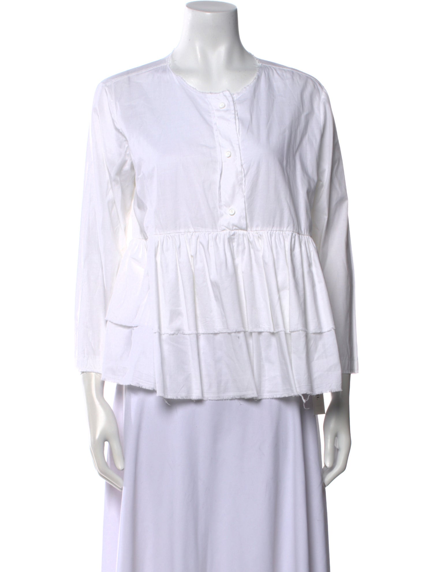 Aequamente Crew Neck Three-Quarter Sleeve Blouse