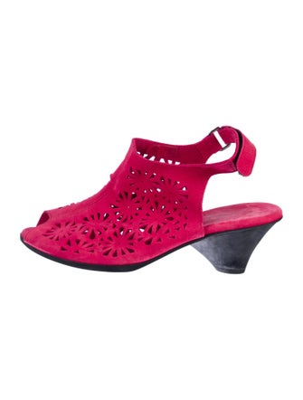 Arche Suede Colorblock Pattern Slingback Pumps