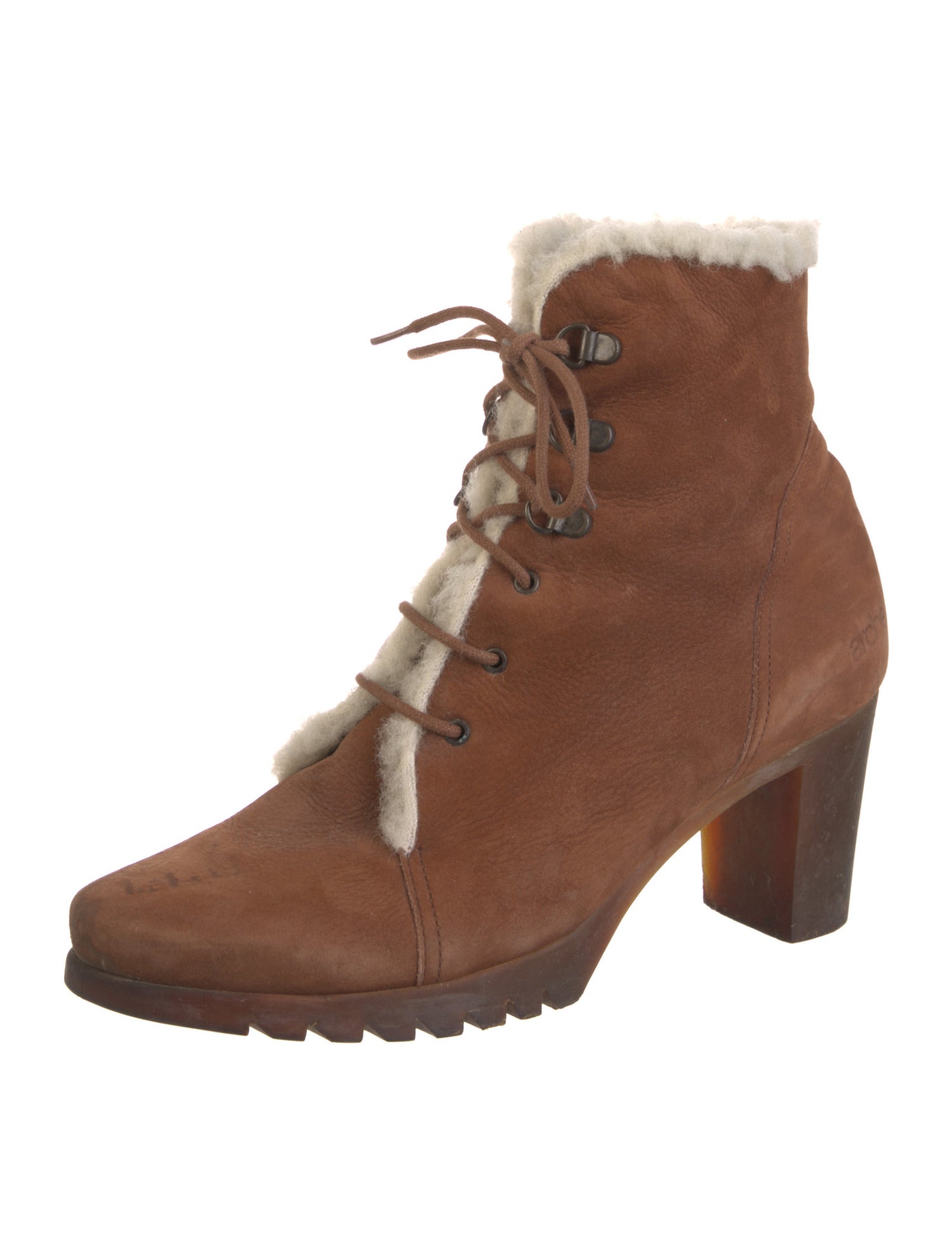 Arche Suede Faux Fur Trim Lace-Up Boots