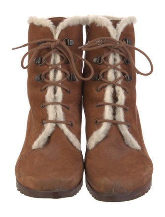 Arche Suede Faux Fur Trim Lace-Up Boots