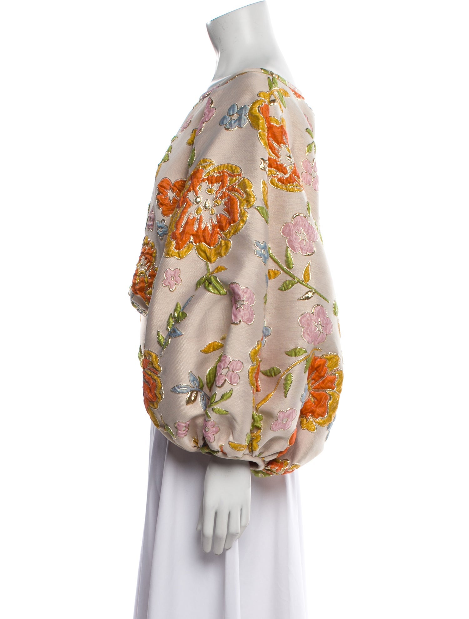 Arianne Elmy Floral Print Bateau Neckline Crop Top