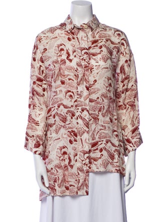 AERON Printed Long Sleeve Button-Up Top