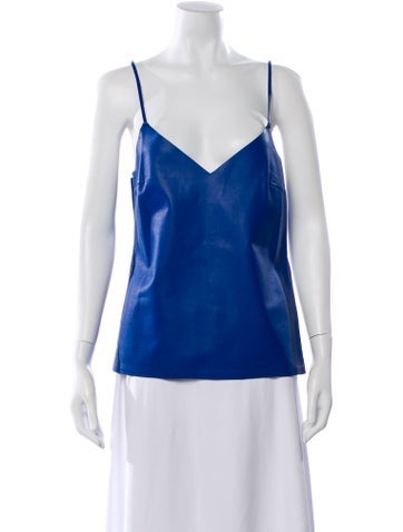 Pre-owned Aeron Leather V-neck Top In Multi