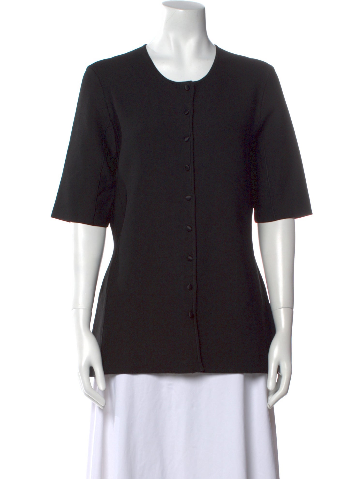 Attersee Crew Neck Short Sleeve Button-Up Top