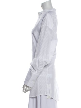 Attersee Striped Mock Neck Button-Up Top