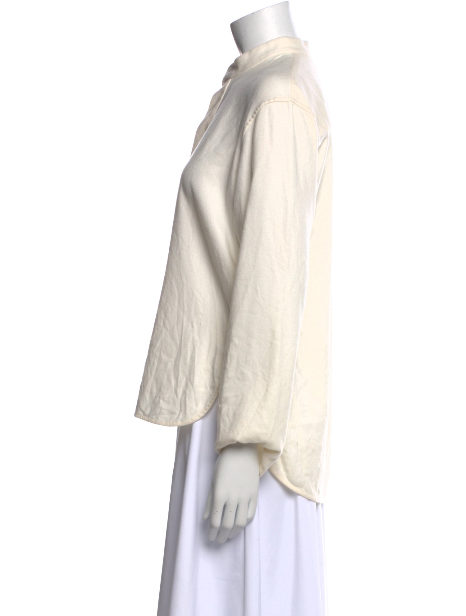 Attersee Cashmere Mock Neck Button-Up Top