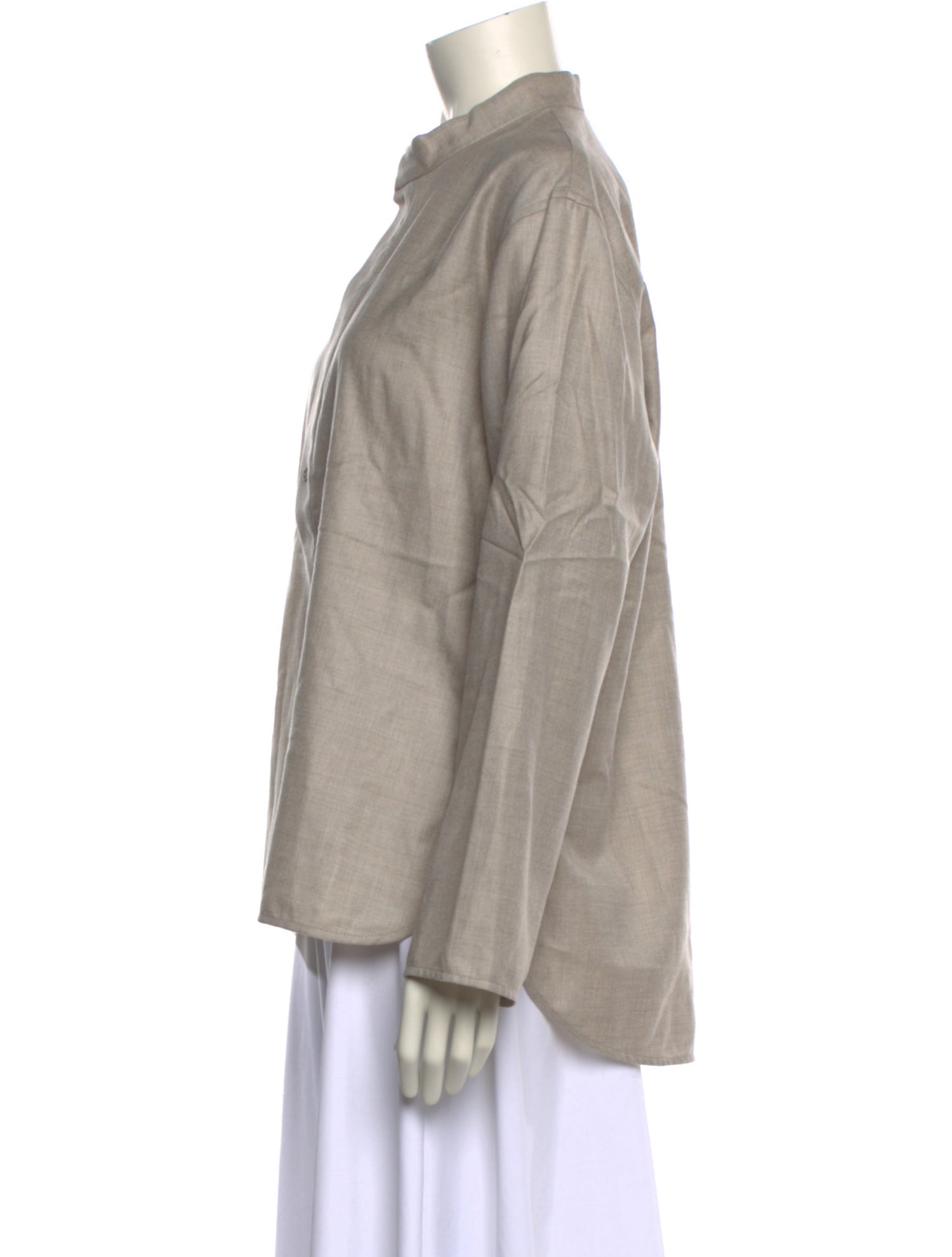 Attersee Cashmere Mock Neck Button-Up Top