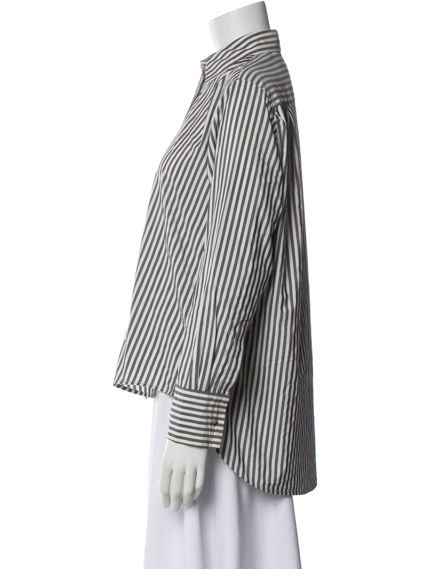 Attersee Striped Long Sleeve Button-Up Top
