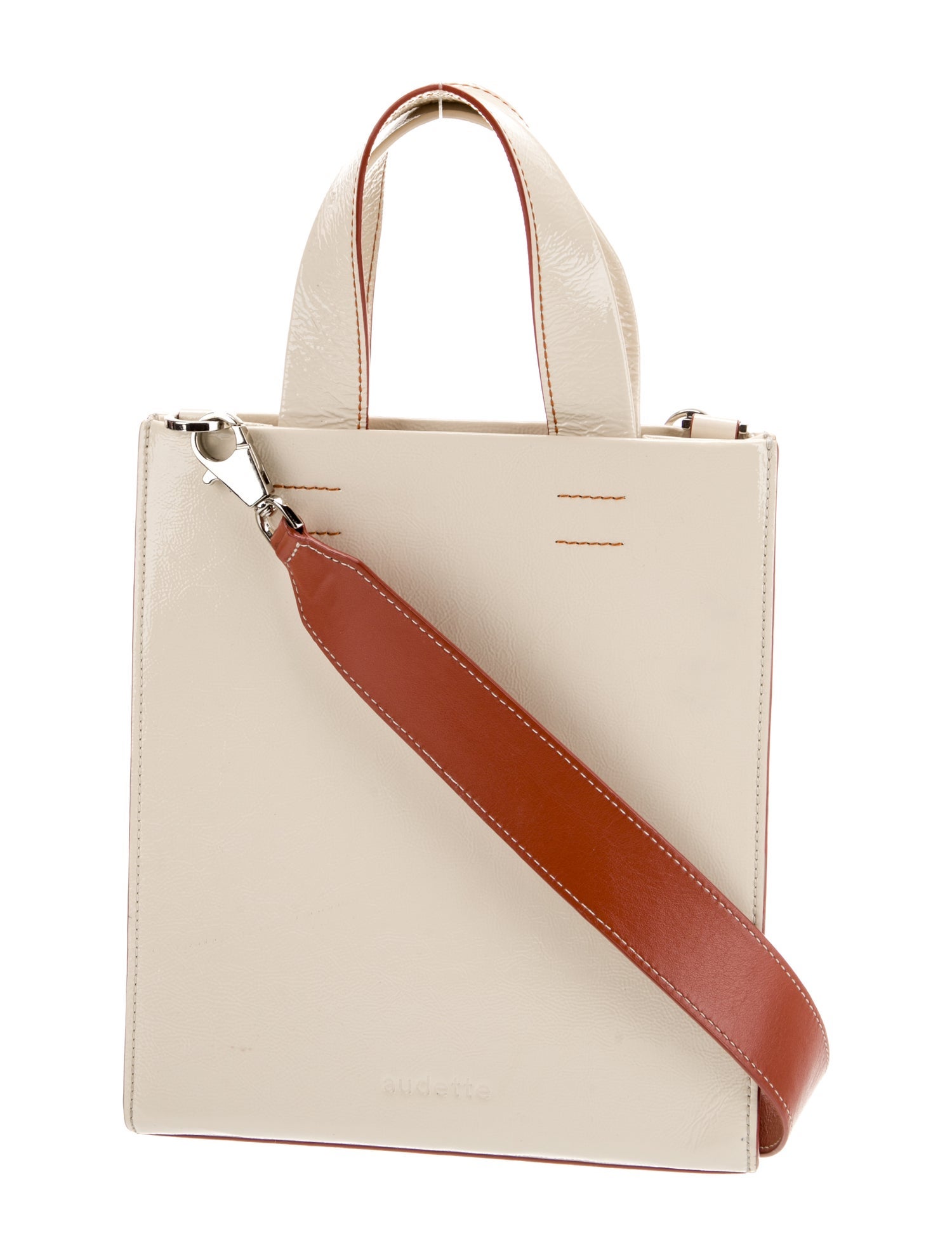 Audette Patent Leather Top Handle Bag