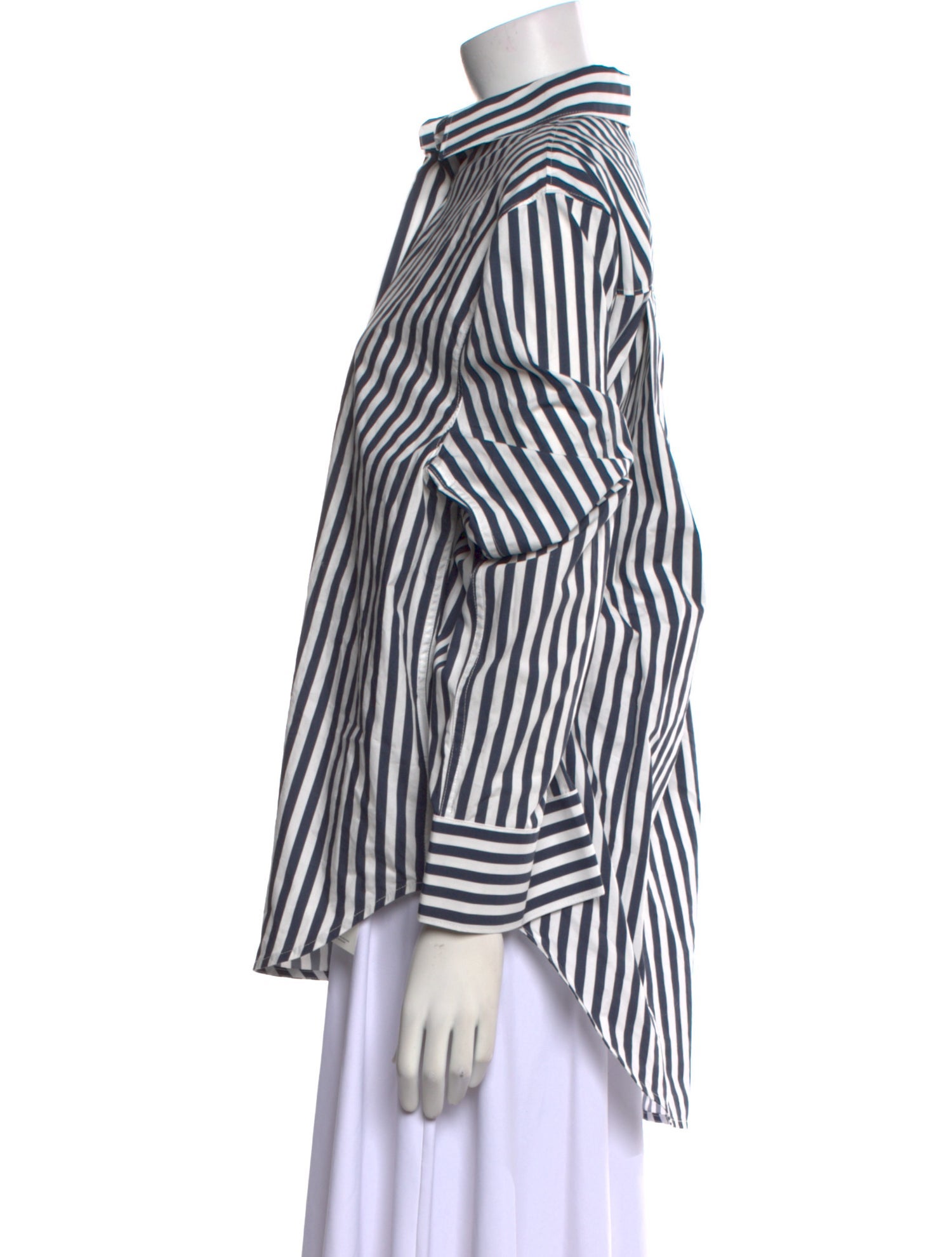 Aexae Striped Long Sleeve Button-Up Top