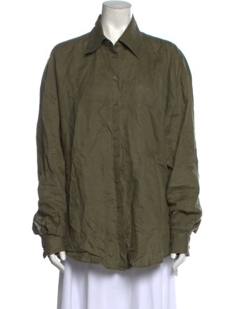 Aexae Linen Long Sleeve Button-Up Top