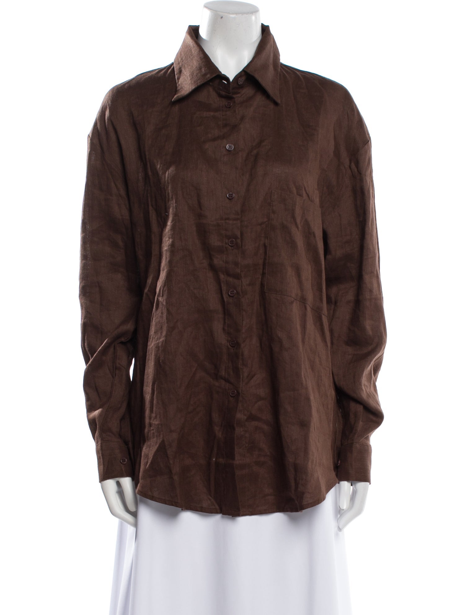 Aexae Linen Long Sleeve Button-Up Top