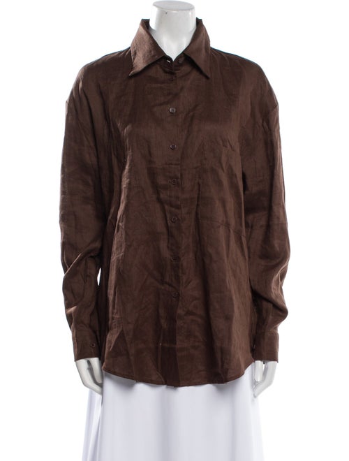 Aexae Linen Long Sleeve Button-Up Top