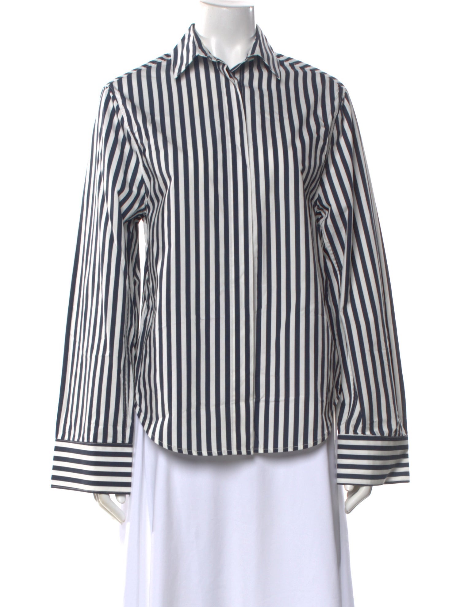 Aexae Striped Long Sleeve Button-Up Top