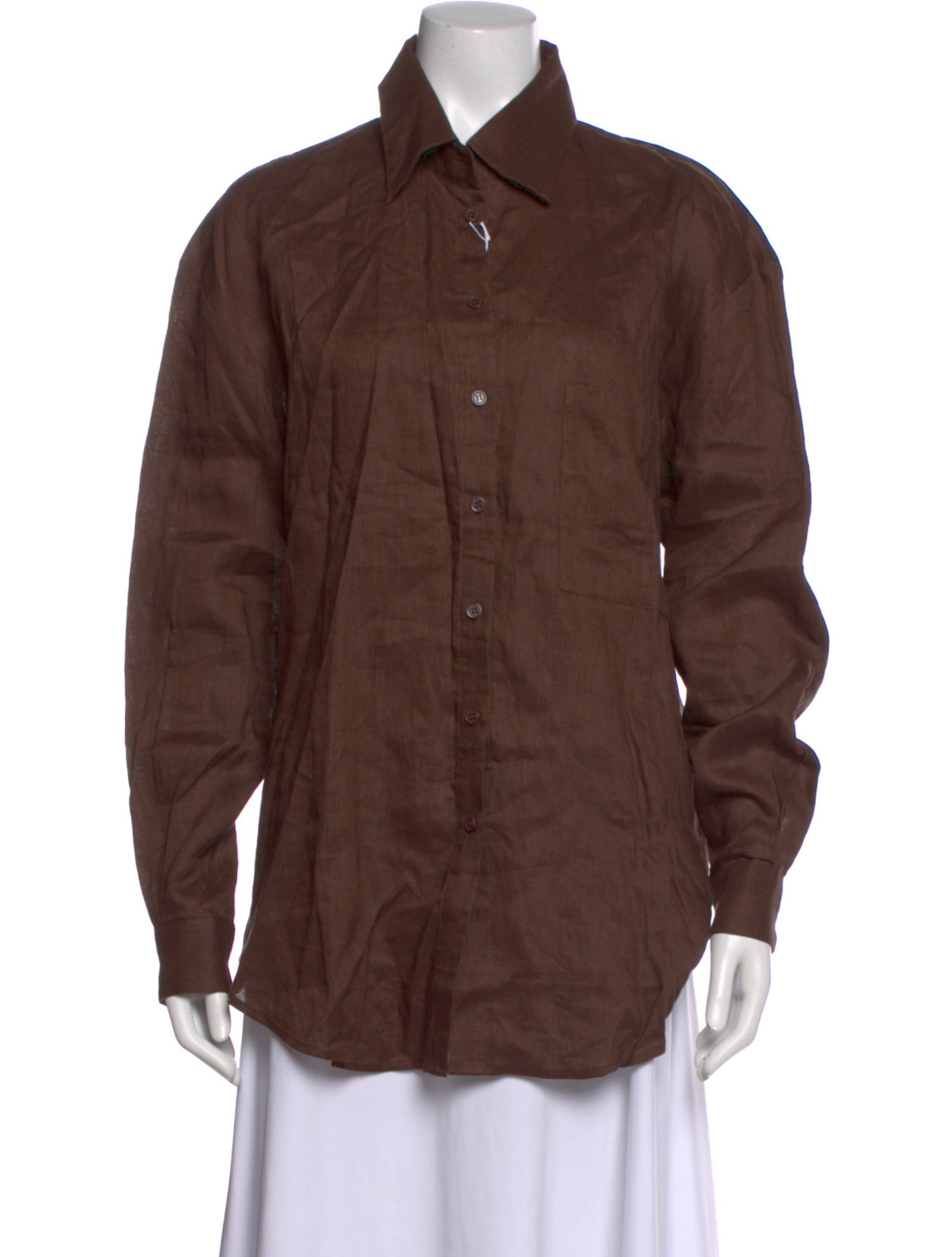 Aexae Linen Long Sleeve Button-Up Top w/ Tags