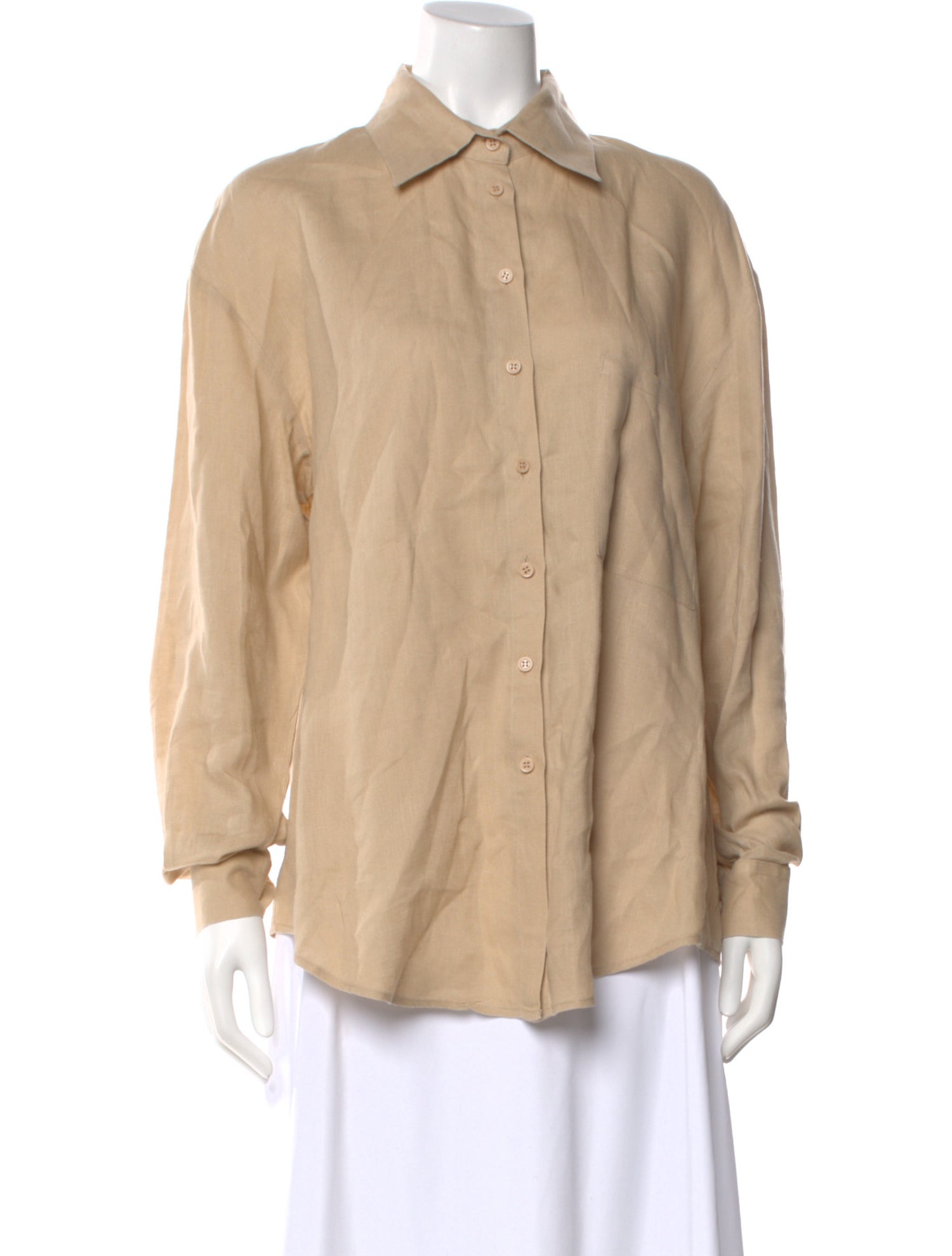 Aexae Linen Long Sleeve Button-Up Top