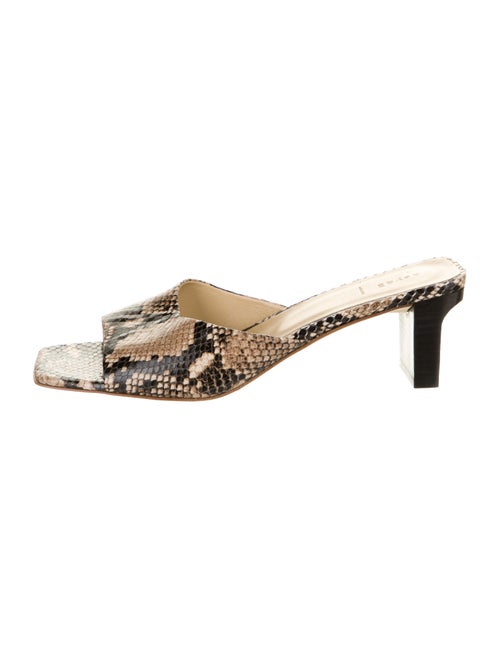 Aeyde Snakeskin Animal Print Slides Brown
