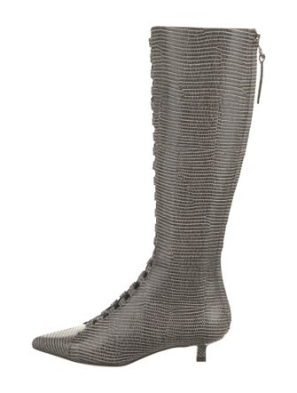 Aeyde Embossed Leather Animal Print Boots
