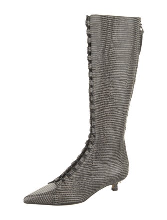 Aeyde Embossed Leather Animal Print Boots