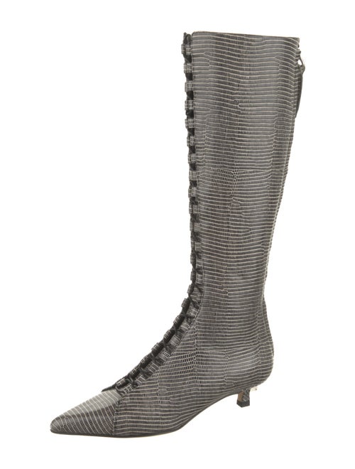 Aeyde Embossed Leather Animal Print Boots