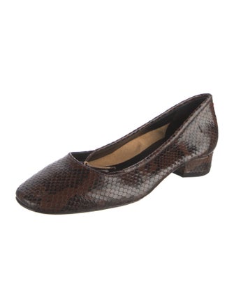 Aeyde Embossed Leather Animal Print Ballet Flats