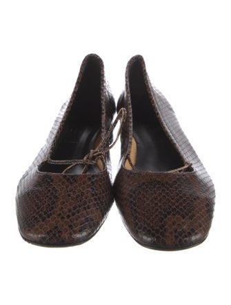 Aeyde Embossed Leather Animal Print Ballet Flats