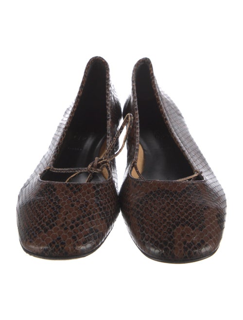 Aeyde Embossed Leather Animal Print Ballet Flats