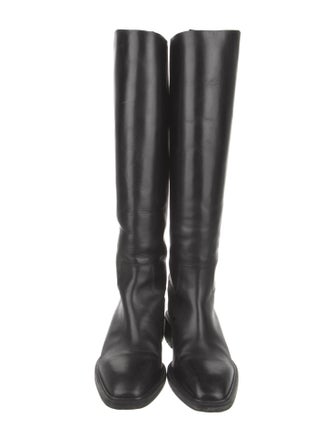 Aeyde Leather Embroidered Accent Riding Boots