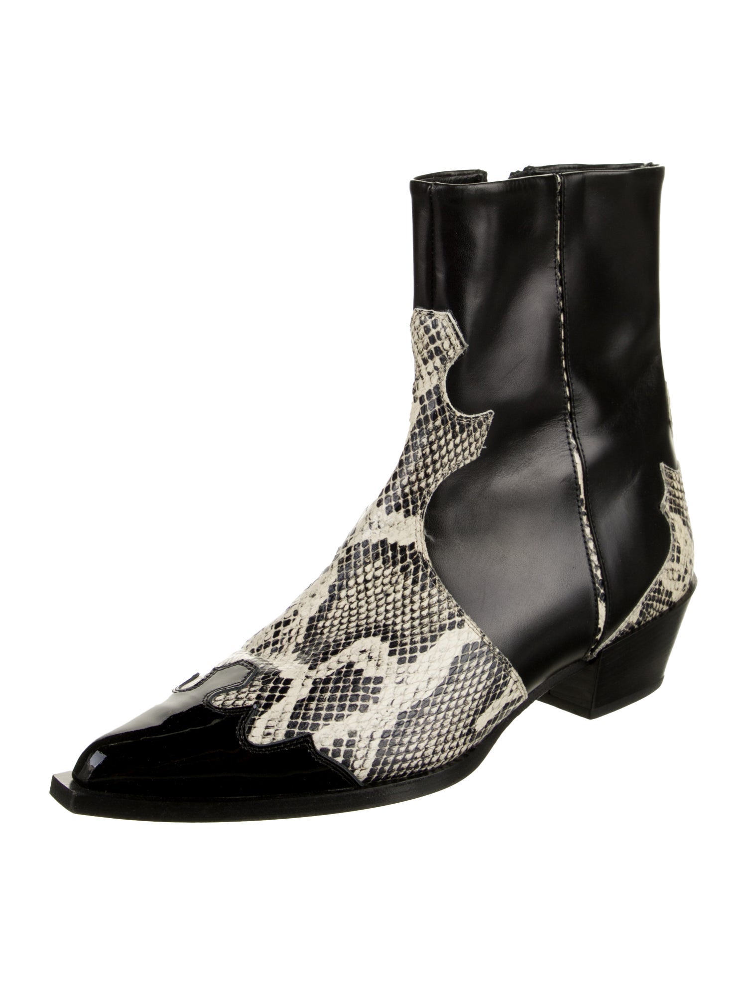 Aeyde Leather Animal Print Western Boots
