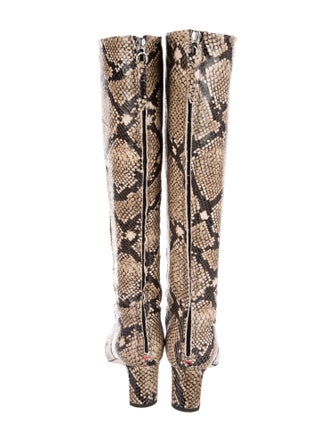 Aeyde Embossed Leather Animal Print Boots