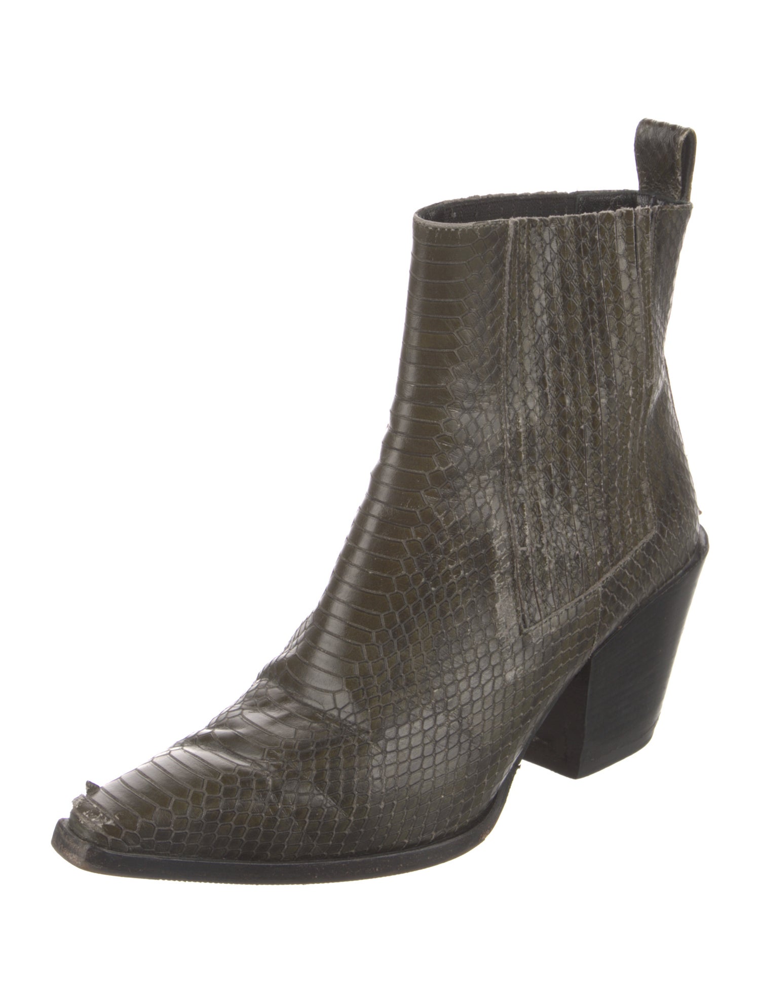 Aeyde Leather Animal Print Western Boots