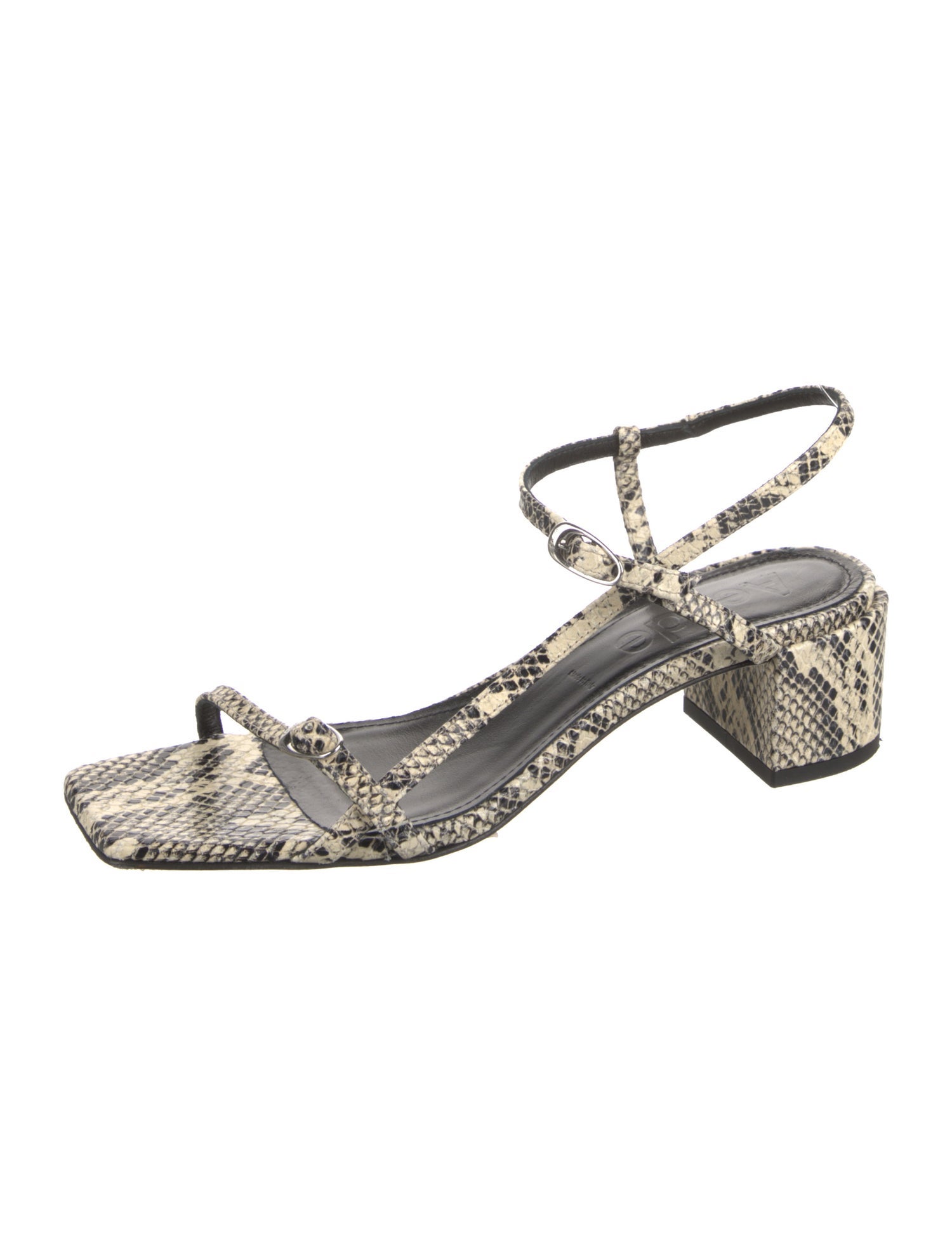 Aeyde Leather Animal Print T-Strap Sandals