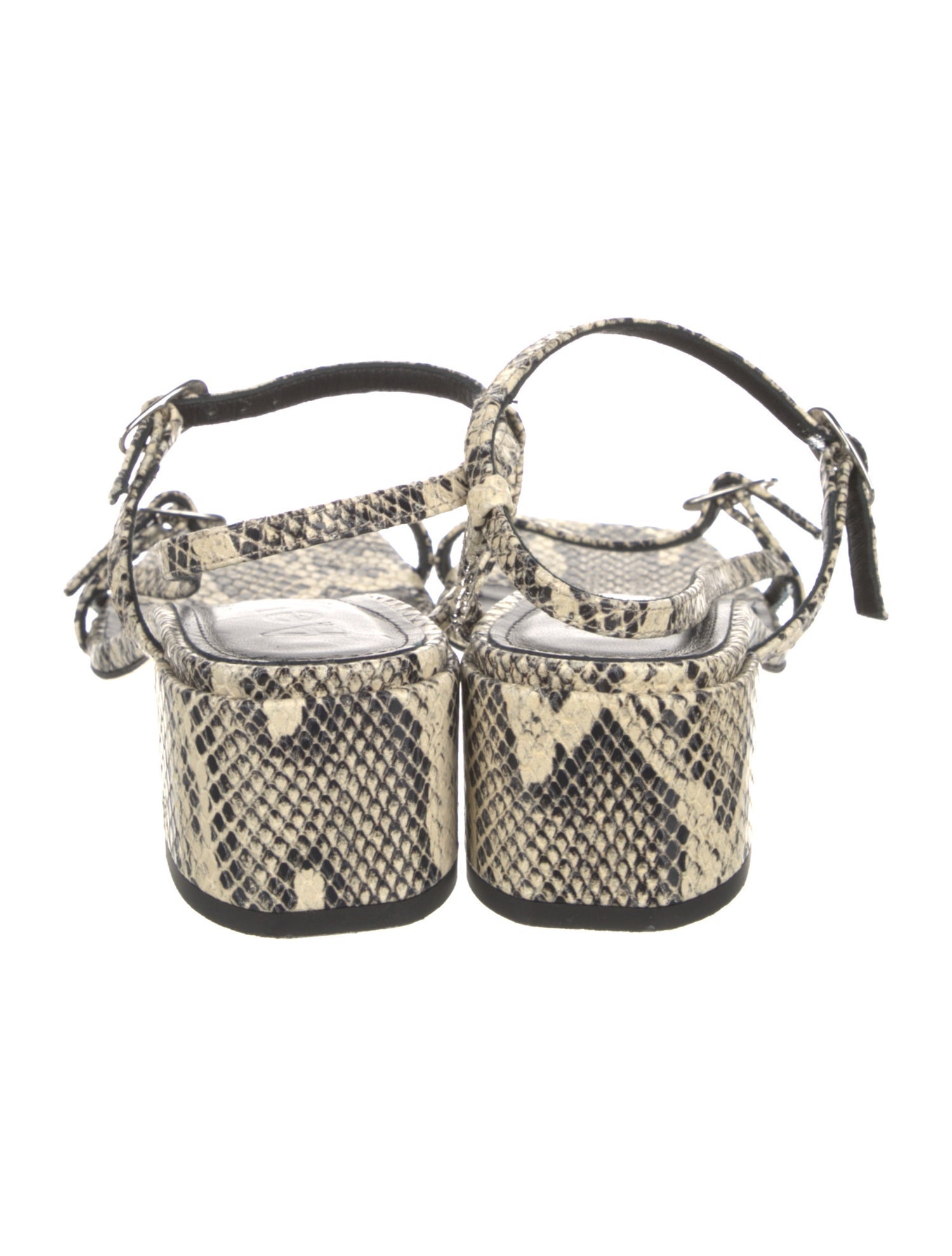 Aeyde Leather Animal Print T-Strap Sandals