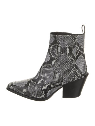 Aeyde Snakeskin Animal Print Western Boots
