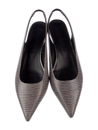 Aeyde Leather Animal Print Slingback Flats