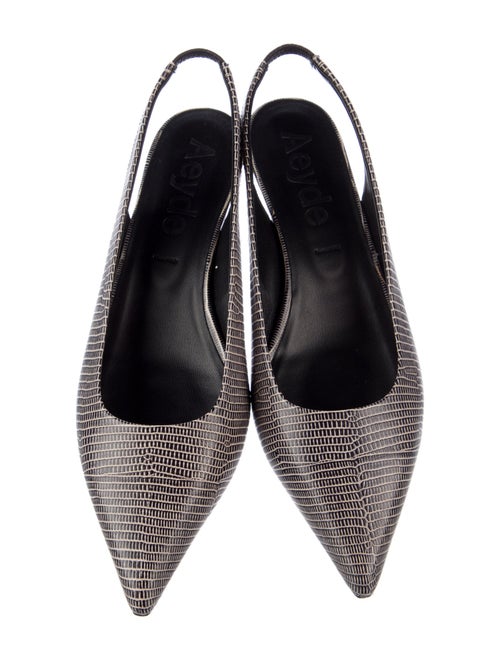 Aeyde Leather Animal Print Slingback Flats