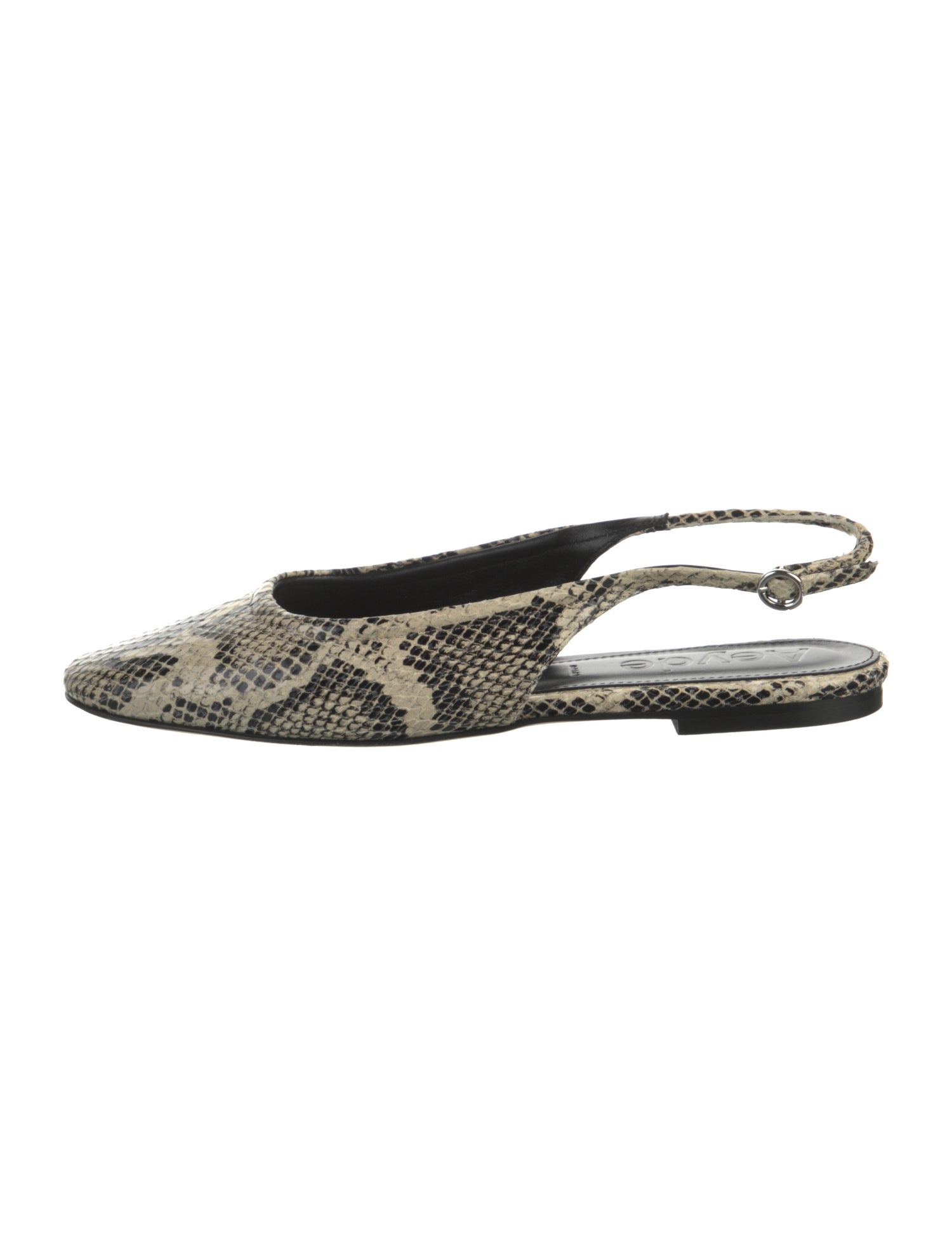 Aeyde Leather Animal Print Slingback Flats