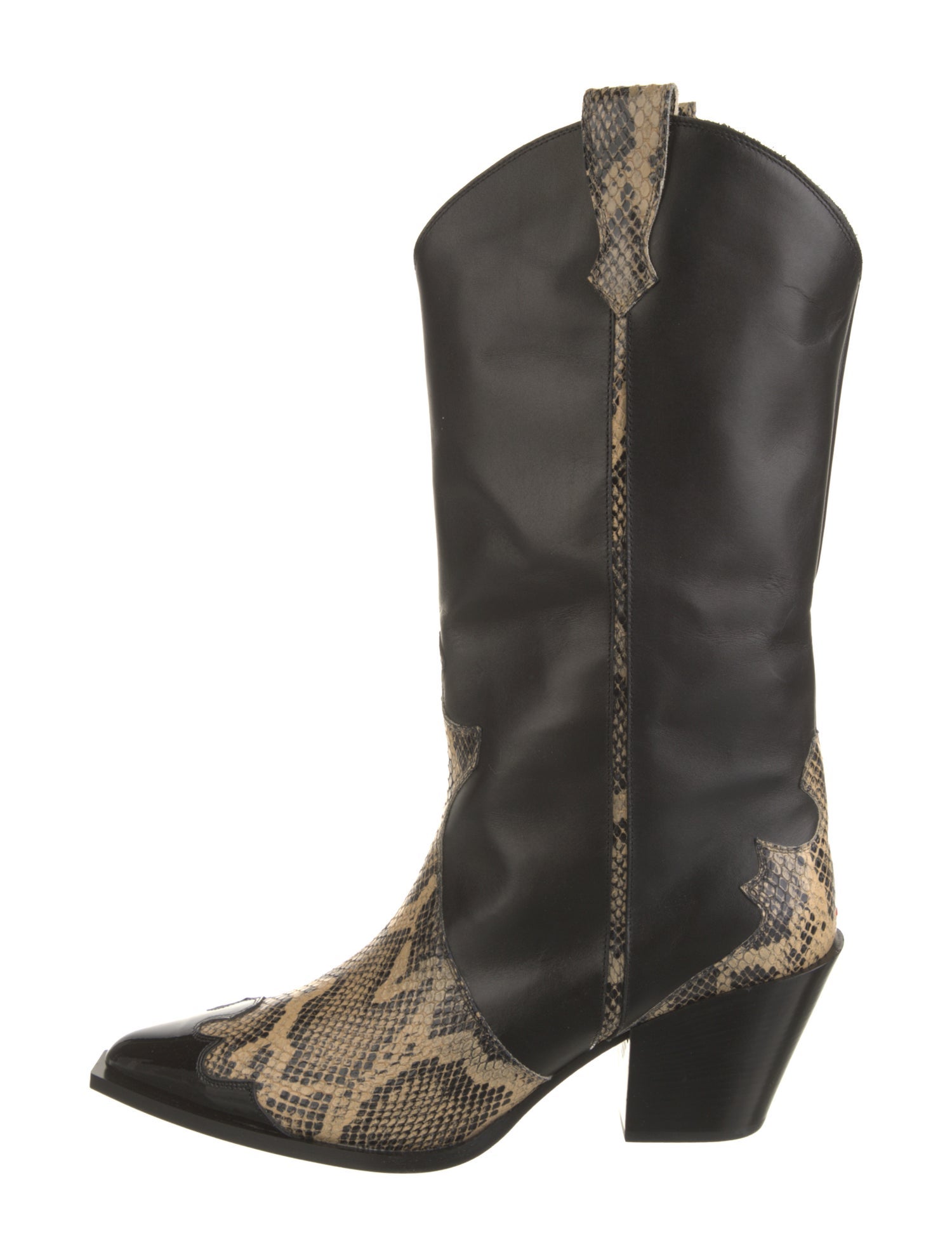 Aeyde Leather Animal Print Western Boots